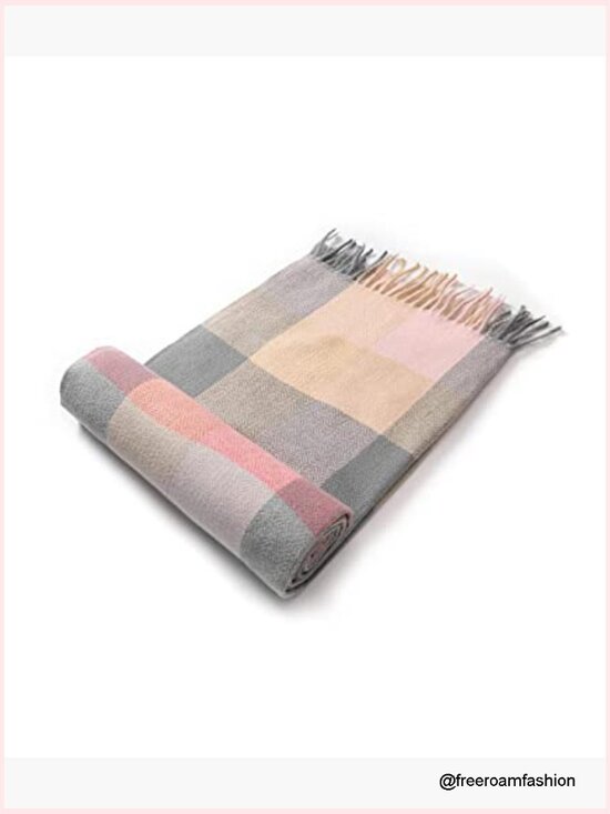 BEAUTELICATE Women Wool Blend Shawl Fringe Shawl Tassel  Large Soft Wool Blend Scarf Shawl Wrap with Fringes